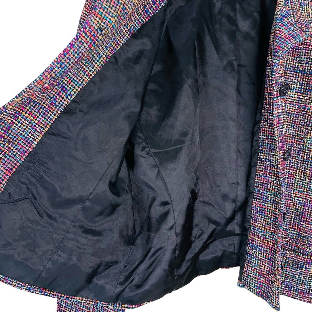 Soiree Vintage 100% Silk Rainbow Multicolor Made in USA Blazer Jacket Size L - Picture 6 of 6